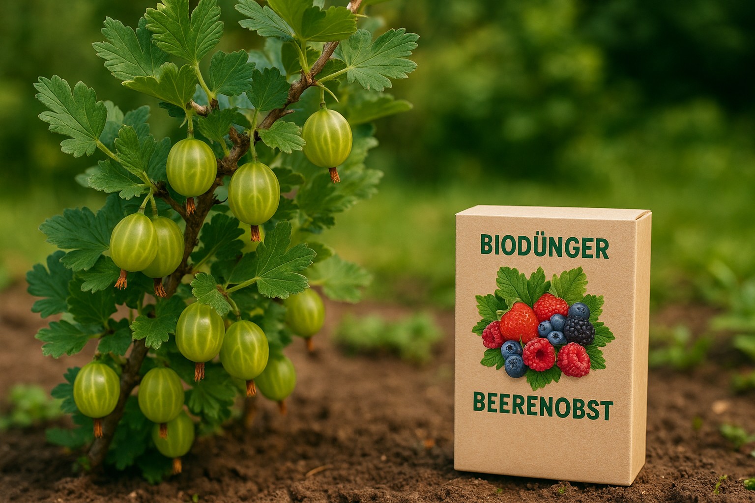 Packung Biodünger für Beerenobst im Garten