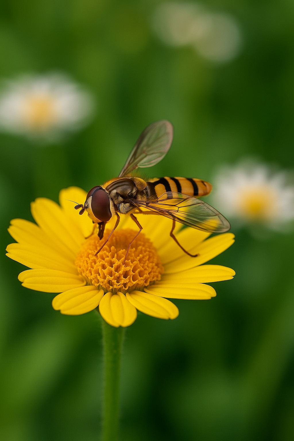Schwebfliege auf einer Blüte im Garten