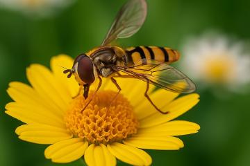 Schwebfliege auf einer Blüte im Garten