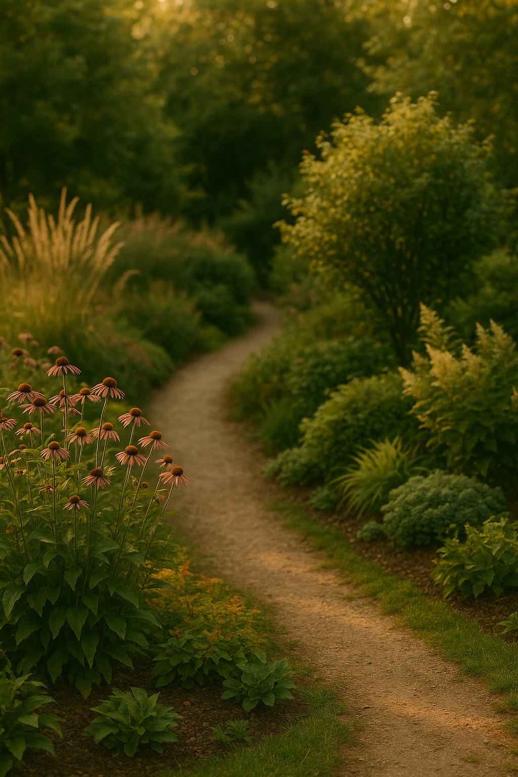 Garten im Jahreslauf mit Frühling, Sommer, Herbst und Winter