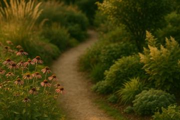 Garten im Jahreslauf mit Frühling, Sommer, Herbst und Winter