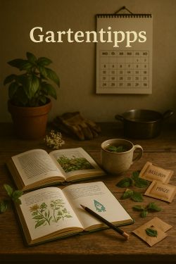 Gartenwerkzeuge auf Holztisch