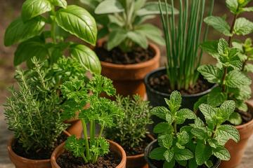 Frische Gartenkräuter im Pflanztopf
