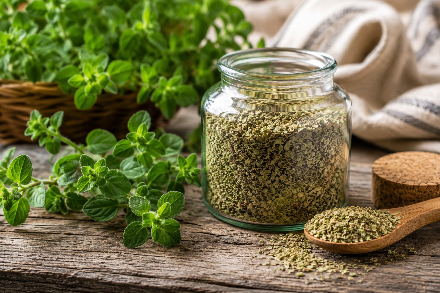 Getrockneter Oregano in einem Vorratsglas