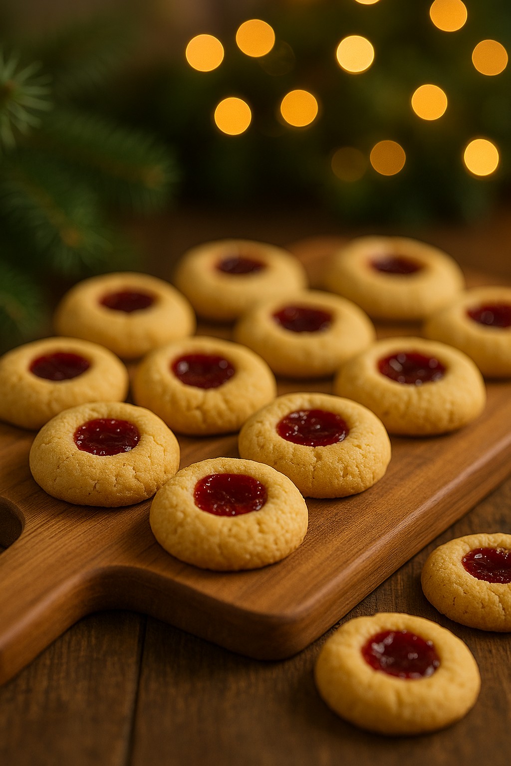 Frische Husarenkrapfen mit Marmelade auf einem Holzbrett
