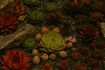 Sempervivum im Steingarten – robust und pflegeleicht