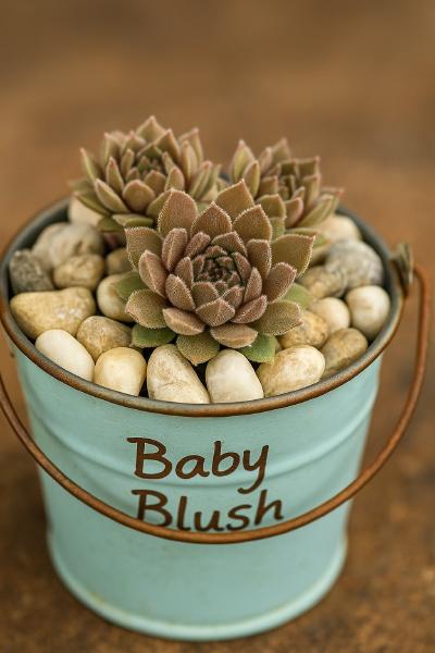 Sempervivum-Sorte Baby Blush im Pflanztopf