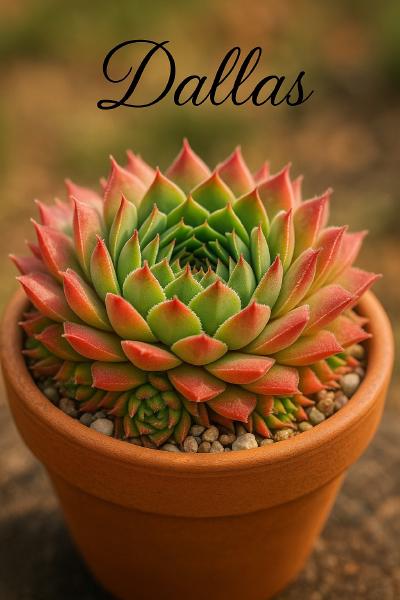 Sempervivum-Sorte Dallas im Pflanztopf
