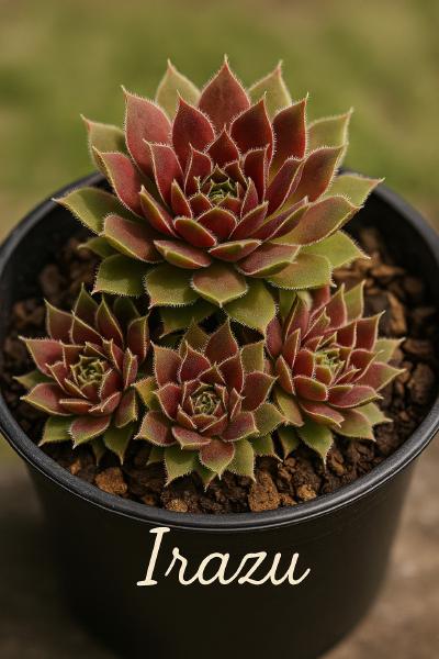 Sempervivum-Sorte Irazu im Pflanztopf
