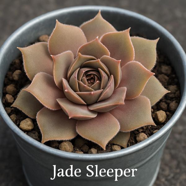 Sempervivum-Sorte Jade Sleeper im Pflanztopf