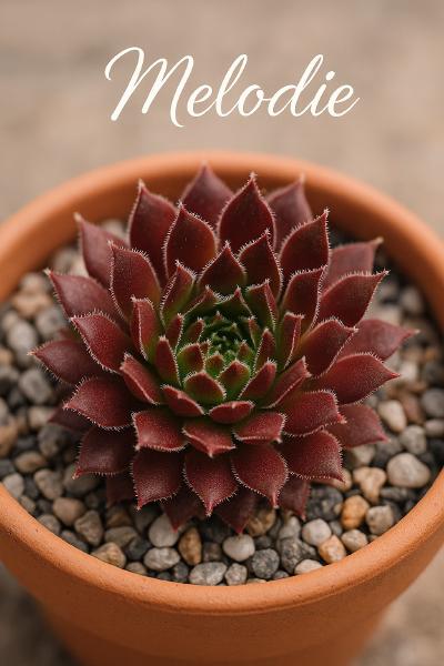 Sempervivum-Sorte Melodie im Pflanztopf