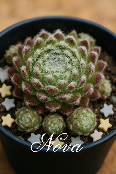 Sempervivum-Sorte Nova im Pflanztopf