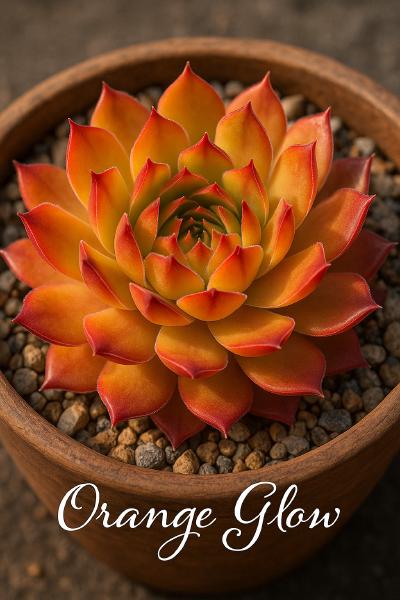 Sempervivum-Sorte Orange Glow im Pflanztopf