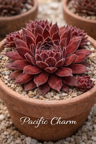 Sempervivum-Sorte Pacific Charm im Pflanztopf