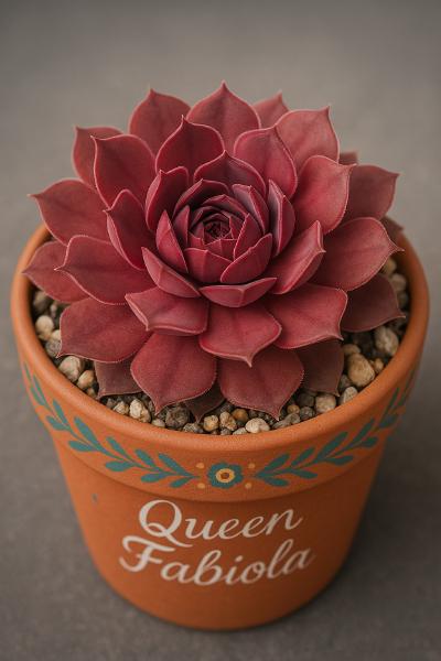 Sempervivum-Sorte Queen Fabiola im Pflanztopf