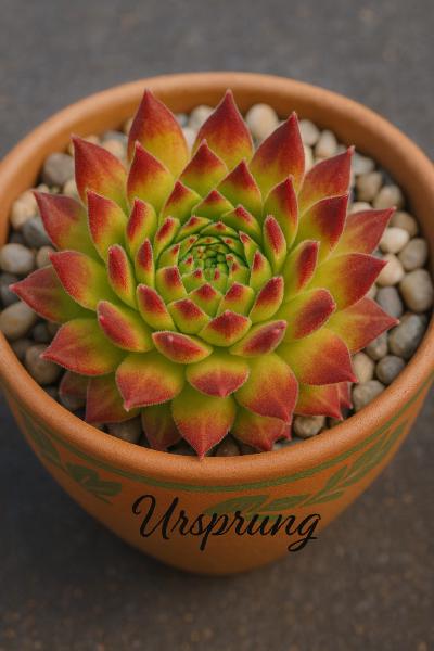 Sempervivum-Sorte Ursprung im Pflanztopf
