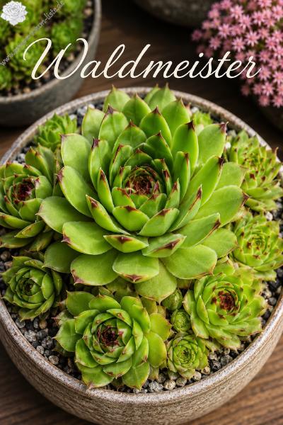 Sempervivum-Sorte Waldmeister im Pflanztopf