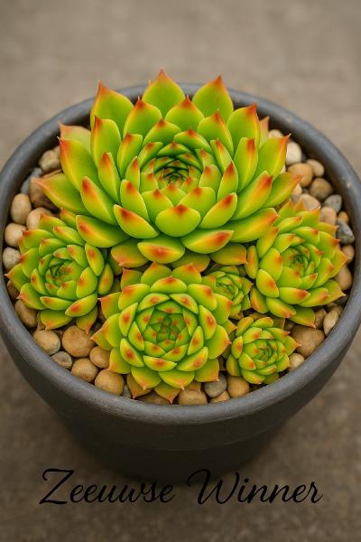 Sempervivum-Sorte Zeeuwse Winner im Pflanztopf
