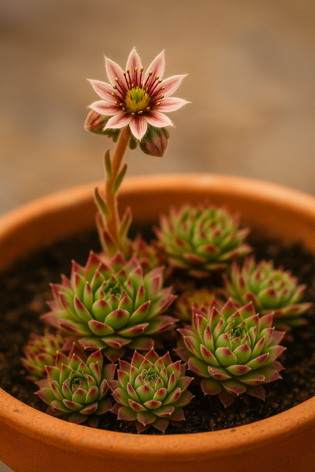 Sempervivum-Samen in Schale ausgesät
