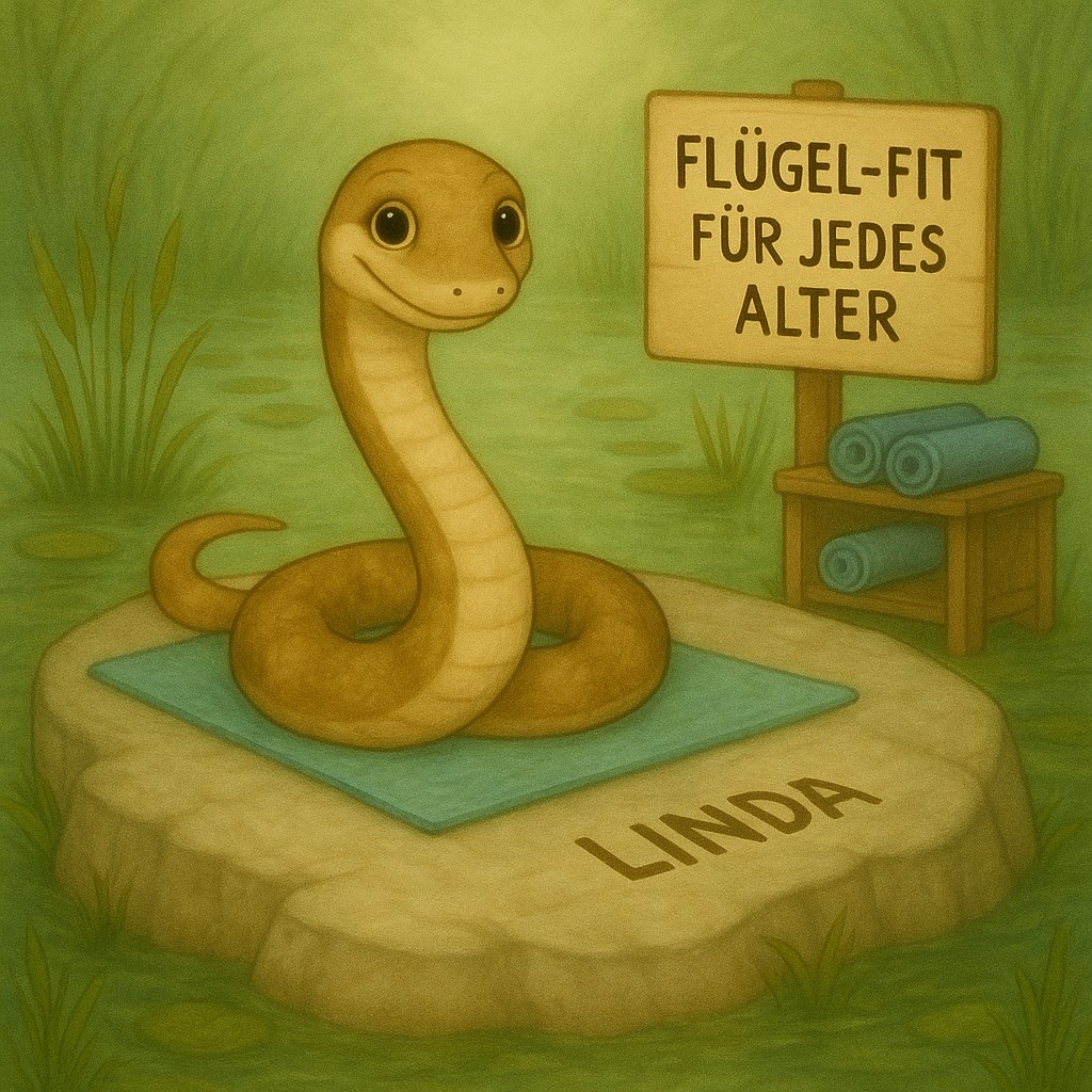 Linda, die Yoga-Blindschleiche, auf einer Steinplatte am Rand des Nebelmoors