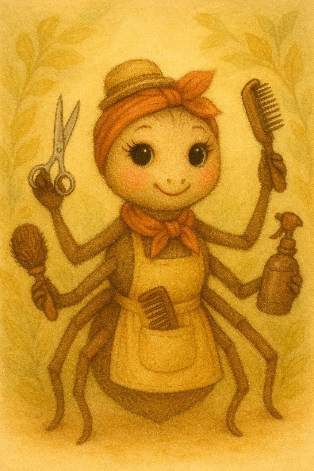Madame Spindella, die freundliche Frisör-Spinne im Zaubergarten